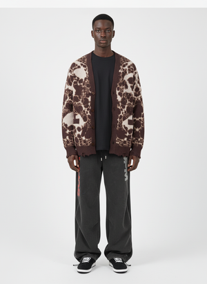 Vintage Skull Leopard Jacquard Knitted Cardigan - thumbnail 4