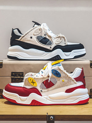 Retro Chunky Sneaker – Schwarz und Rot gestapelt | XoKool