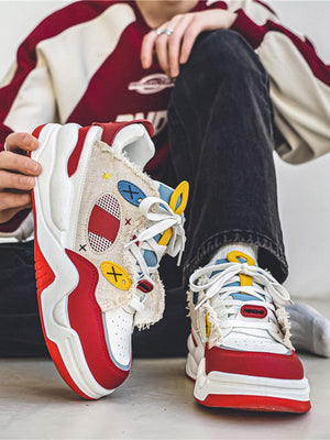 Retro Chunky Sneakers – Rot am Model | XoKool