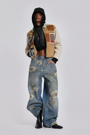 Punk Retro Collage Print Distressed Heavy Jacket - thumbnail 3