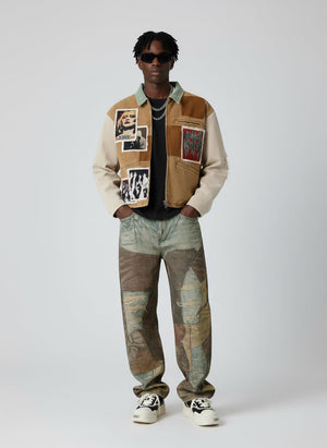 Punk Retro Collage Print Distressed Heavy Jacket - thumbnail 2