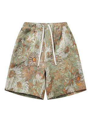 Bring bold vibes to your summer wardrobe with the High Street Jacquard Embroidery Shorts — the perfect blend of comfort and beach-ready flair. Made from a lightweight cotton blend, these shorts feature a vibrant tropical jacquard print, elastic waistband