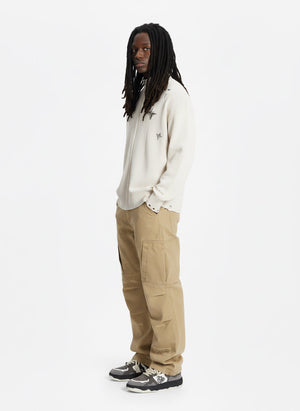 Distressed Ripped-Edge Turtleneck Diamond Star Zipper Knitted Sweater - thumbnail 9