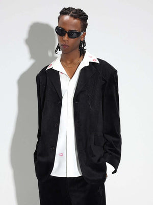 Lace Map Logo Velvet Suit Streetwear - thumbnail 3
