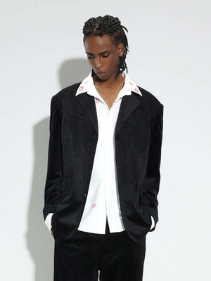 Lace Map Logo Velvet Suit Streetwear - thumbnail 4