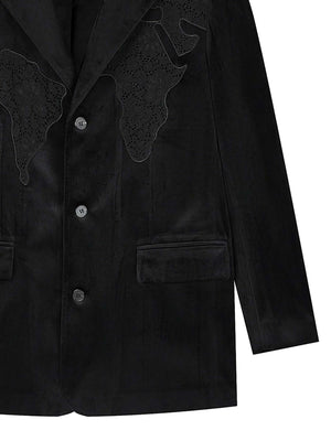 Lace Map Logo Velvet Suit Streetwear - thumbnail 6