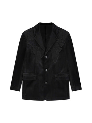 Lace Map Logo Velvet Suit Streetwear - thumbnail 1