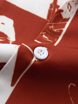 Camp Collar Shirt with Performer Silhouette Print – button close-up | XoKool