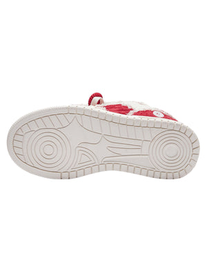 Red Contrast Color Button Decorated Sneakers Streetwear - thumbnail 4
