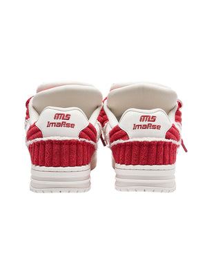 Red Contrast Color Button Decorated Sneakers Streetwear - thumbnail 5