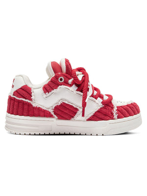 Red Contrast Color Button Decorated Sneakers Streetwear - thumbnail 6