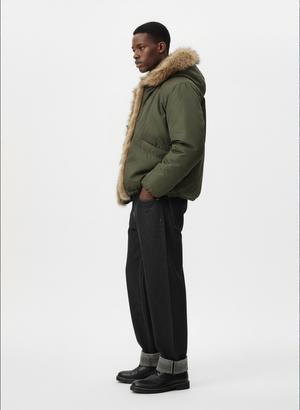 Retro Pleated Fur Hooded Padded Jacket - thumbnail 10