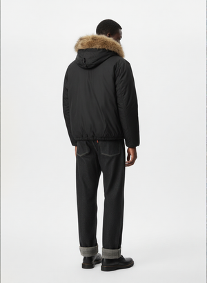 Retro Pleated Fur Hooded Padded Jacket - thumbnail 18
