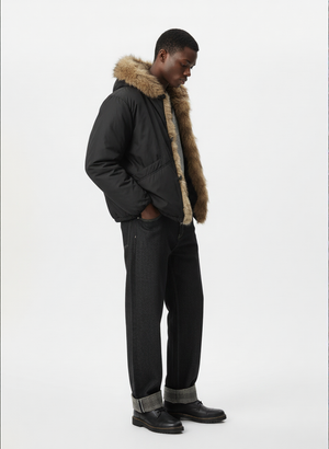 Retro Pleated Fur Hooded Padded Jacket - thumbnail 17