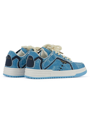 Shredded Denim Patchwork Sneakers Streetwear - thumbnail 3
