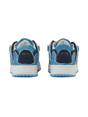 Shredded Denim Patchwork Sneakers Streetwear - thumbnail 4