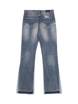 Splashing Ink Micro Horn Deconstruction Stitching Jeans Streetwear - thumbnail 2
