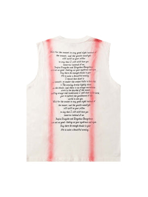 Spray Painted Lettering Ripped Print Vest Streetwear - thumbnail 6
