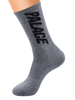 Complete your streetwear look with the Street "PALACE" Socks — the perfect mix of comfort and bold style. Made from a soft and durable cotton blend, these crew-length socks feature a striking Palace logo print, color block design, and a snug elastic cuff