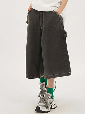 American Retro Loose Wide leg Casual Workwear Jorts Streetwear - thumbnail 4