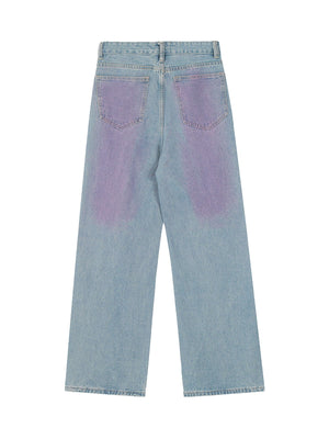 American Retro Spray painted Star Embroidered Jeans Streetwear | Xokool® - thumbnail 2