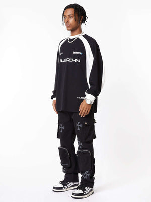 Cross Printed Multi Pocket Casual Pants Streetwear - thumbnail 3