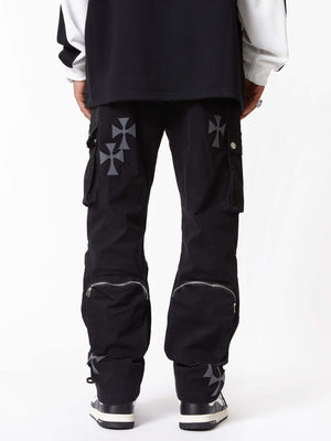 Cross Printed Multi Pocket Casual Pants Streetwear - thumbnail 4