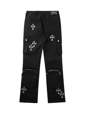 Cross Printed Multi Pocket Casual Pants Streetwear - thumbnail 8