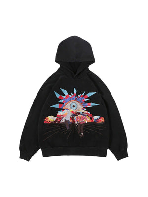 Evil Eye Embroidered Hoodie Streetwear - thumbnail 2