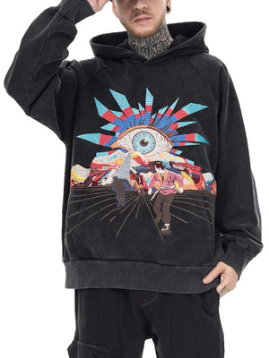 Evil Eye Embroidered Hoodie Streetwear - thumbnail 4
