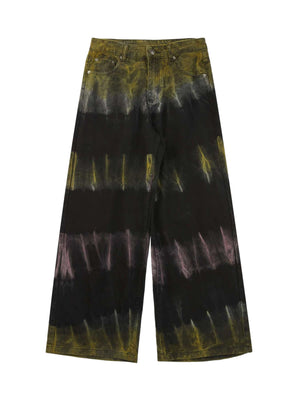 Graffiti Fun Tie Dye Straight Jeans Streetwear - thumbnail 1