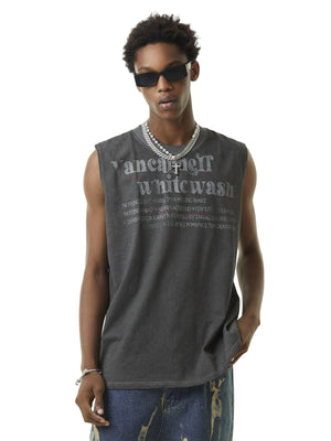 Heavy Worker Washed And Broken Retro Font VEST Streetwear - thumbnail 10