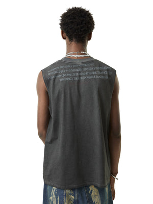 Heavy Worker Washed And Broken Retro Font VEST Streetwear - thumbnail 11