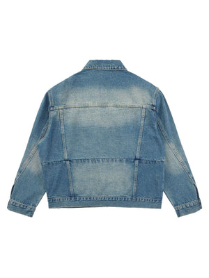 High Street Graffiti Lettered Distressed Washed Denim Jacket - thumbnail 2
