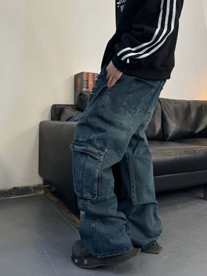 High Street Heavy Duty Design Multi pocket Jeans Streetwear - thumbnail 7