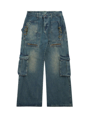 High Street Heavy Duty Design Multi pocket Jeans Streetwear - thumbnail 1
