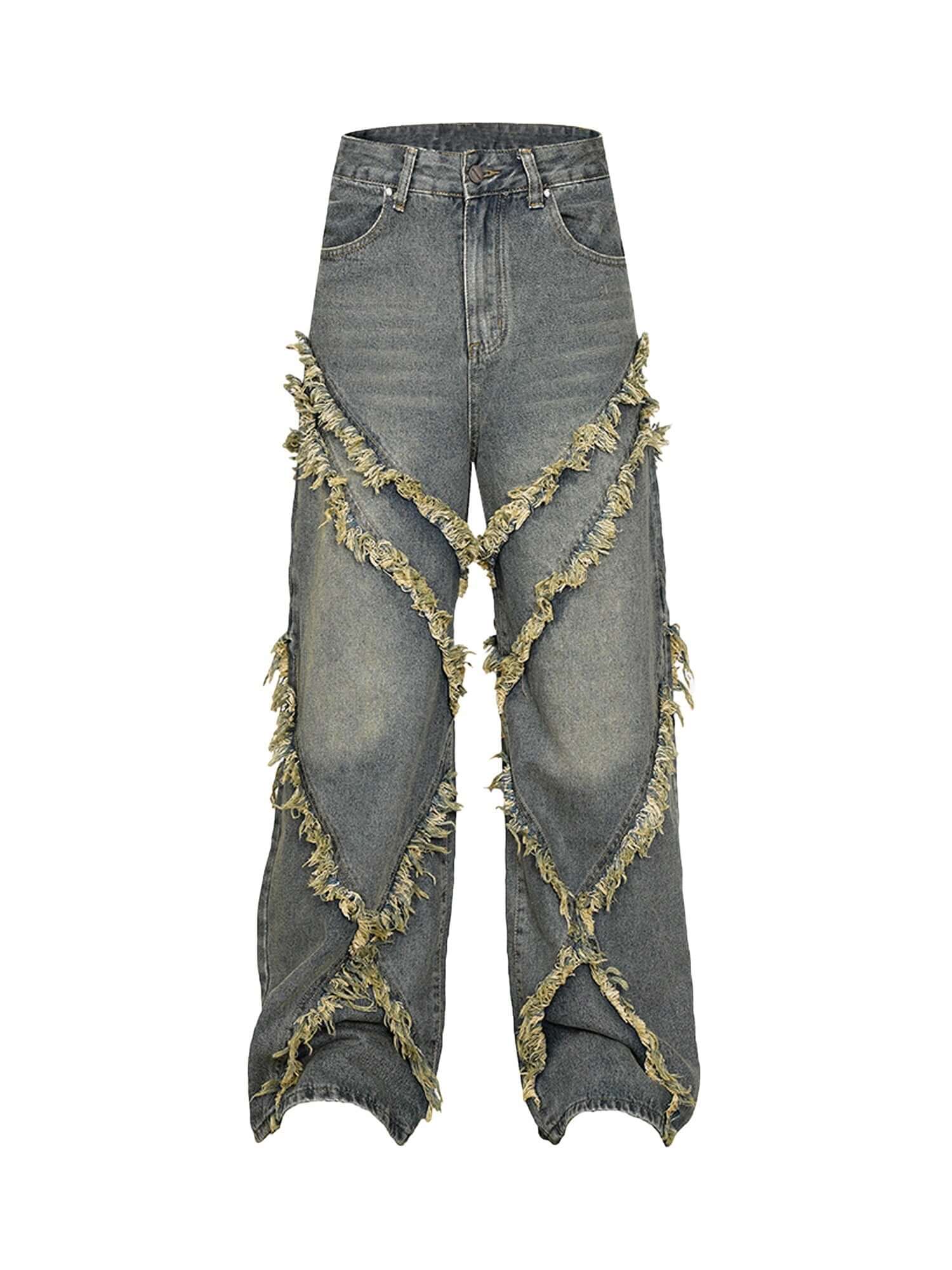 High Street Hip Hop Washed Distressed Jeans Streetwear