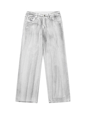 Hip Hop Aged Straight Leg Jeans Streetwear - thumbnail 1