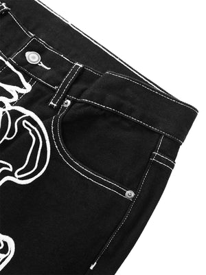 Hip Hop Bones Embroidered Jeans Streetwear - thumbnail 7