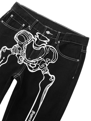 Hip Hop Bones Embroidered Jeans Streetwear - thumbnail 8