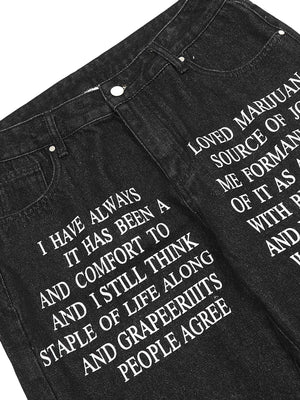 Letter Embroidery Hip Hop Washed Jeans Streetwear - thumbnail 5
