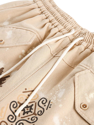 Retro Hieroglyphic Pattern Hip Hop Shorts Streetwear - thumbnail 3