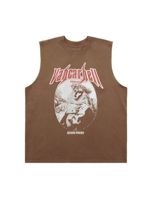 Retro Washed Character Thorns Street Rap Vest Streetwear - thumbnail 1