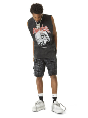 Retro Washed Character Thorns Street Rap Vest Streetwear - thumbnail 9