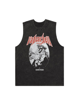 Retro Washed Character Thorns Street Rap Vest Streetwear - thumbnail 2