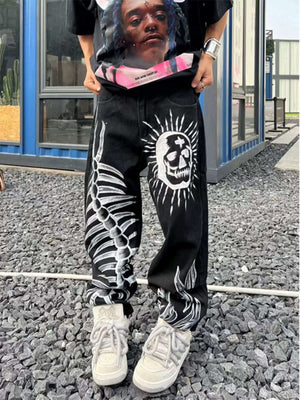 Skull Centipede Print Casual Pants Streetwear - thumbnail 3