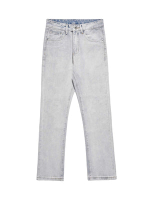 Skull Flame Monogram Embroidered Slim Fit Jeans Streetwear - thumbnail 7