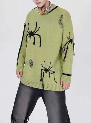 Spider Distressed Oversized Sweater Streetwear - thumbnail 5