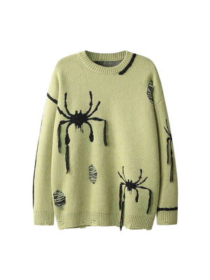 Spider Distressed Oversized Sweater Streetwear - thumbnail 1