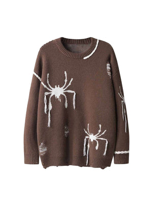Spider Distressed Oversized Sweater Streetwear - thumbnail 2